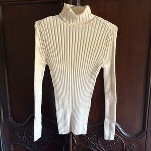 Sundance Legends White Ribbed Turtleneck Knit Sweater size XL
